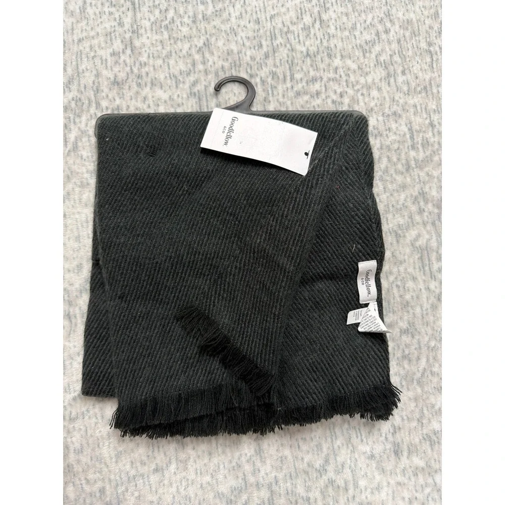Goodfellow & Co Mens Black Ribbed Knit Scarf with Fringe TGT17-MH-1021 NWT‎